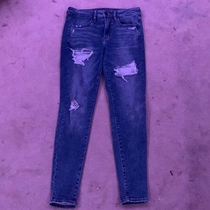 skinny denim jeans ripped cotton lined